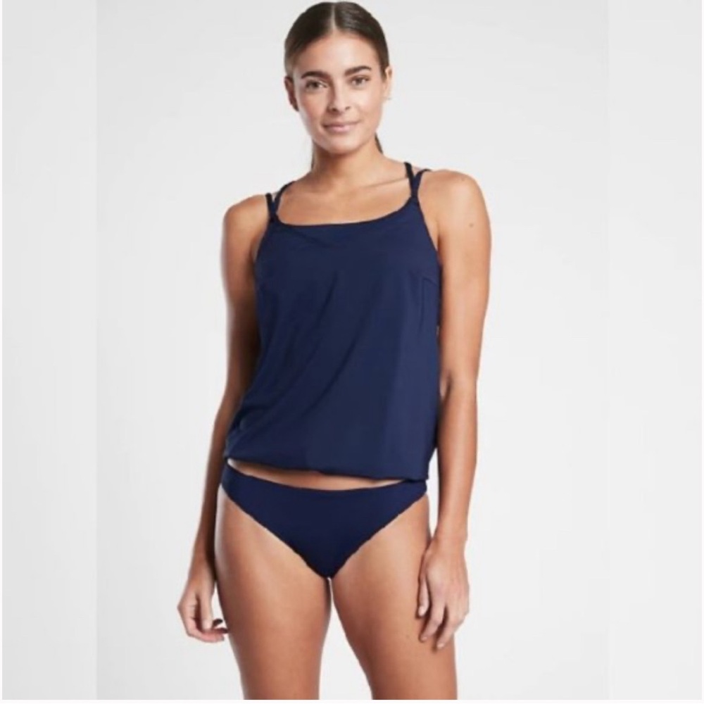 Athleta Seascape Bra Cup Tankini Navy Blue NWT